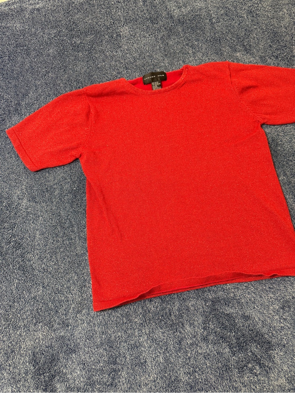 august silk Red Knit Crewneck Top